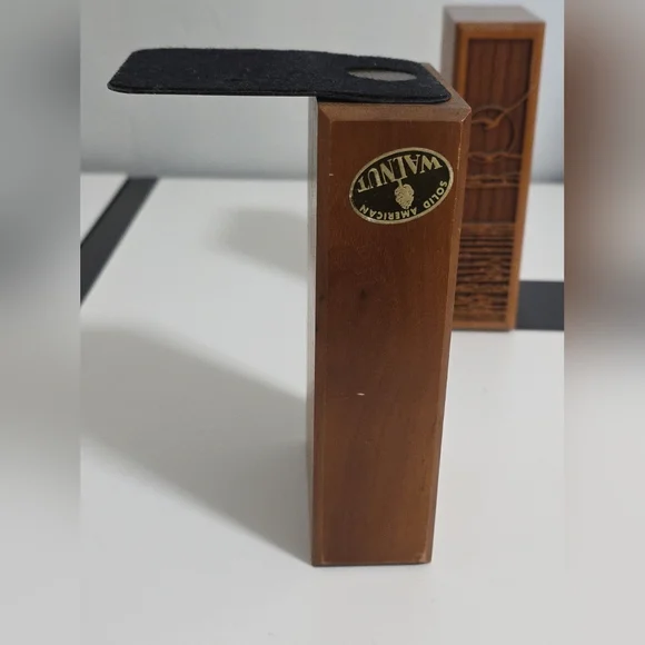 MCM Laser Engraved SolidAmerican Walnut Bookends Seagulls Over the Sea Birds